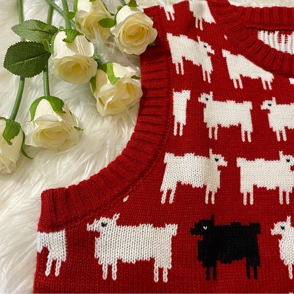 BLACK SHEEP RED VEST INSPIRED PRINCESS DIANA SWEATER - Picture 5 of 9